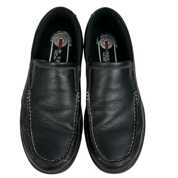 Men\'s Rockport Eberdon Black Leather Slip On Loafers Size 9